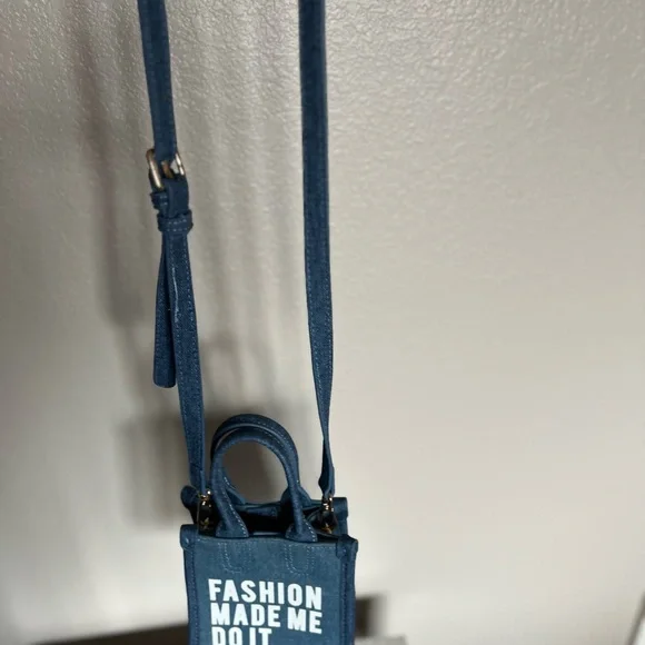 House of Rehab Fashion made me do it Micro shopper Blue Denim Tote Bag - Picture 14 of 16